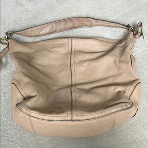 Beige Leather Hobo Bag